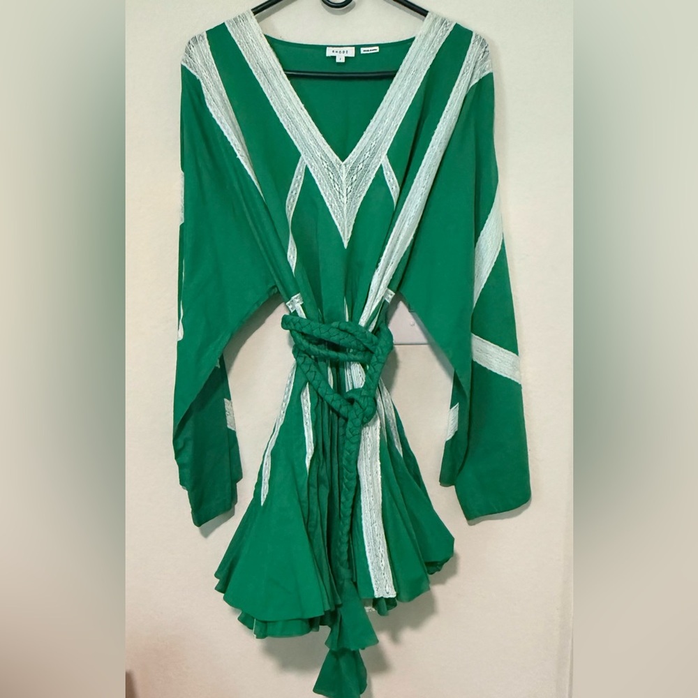 RHODE Vibrant Belted Kelly Green Mini Dress